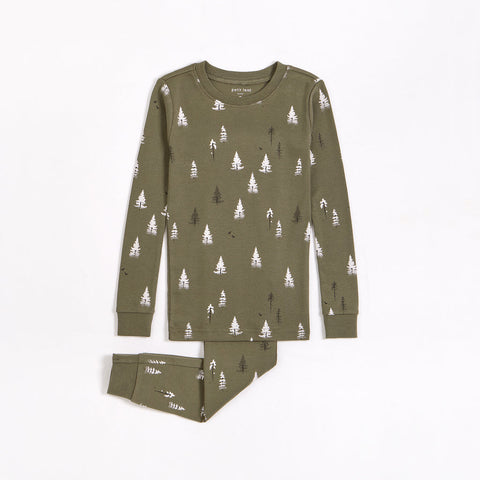 Conifer Print on Foggy Forest PJ Set