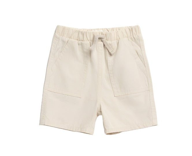 Beige Woven Peached Twill Shorts