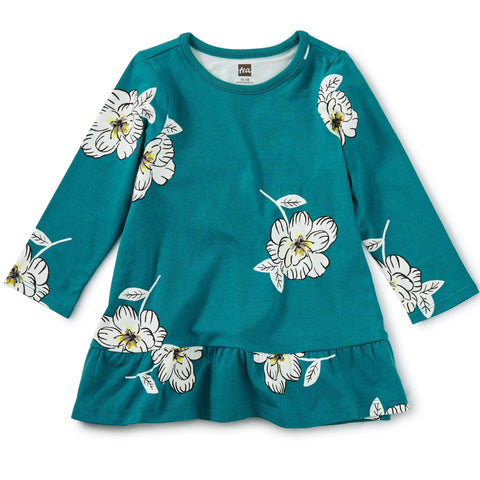 Ruffle Hem Swing Dress: Lush Flora Blanca
