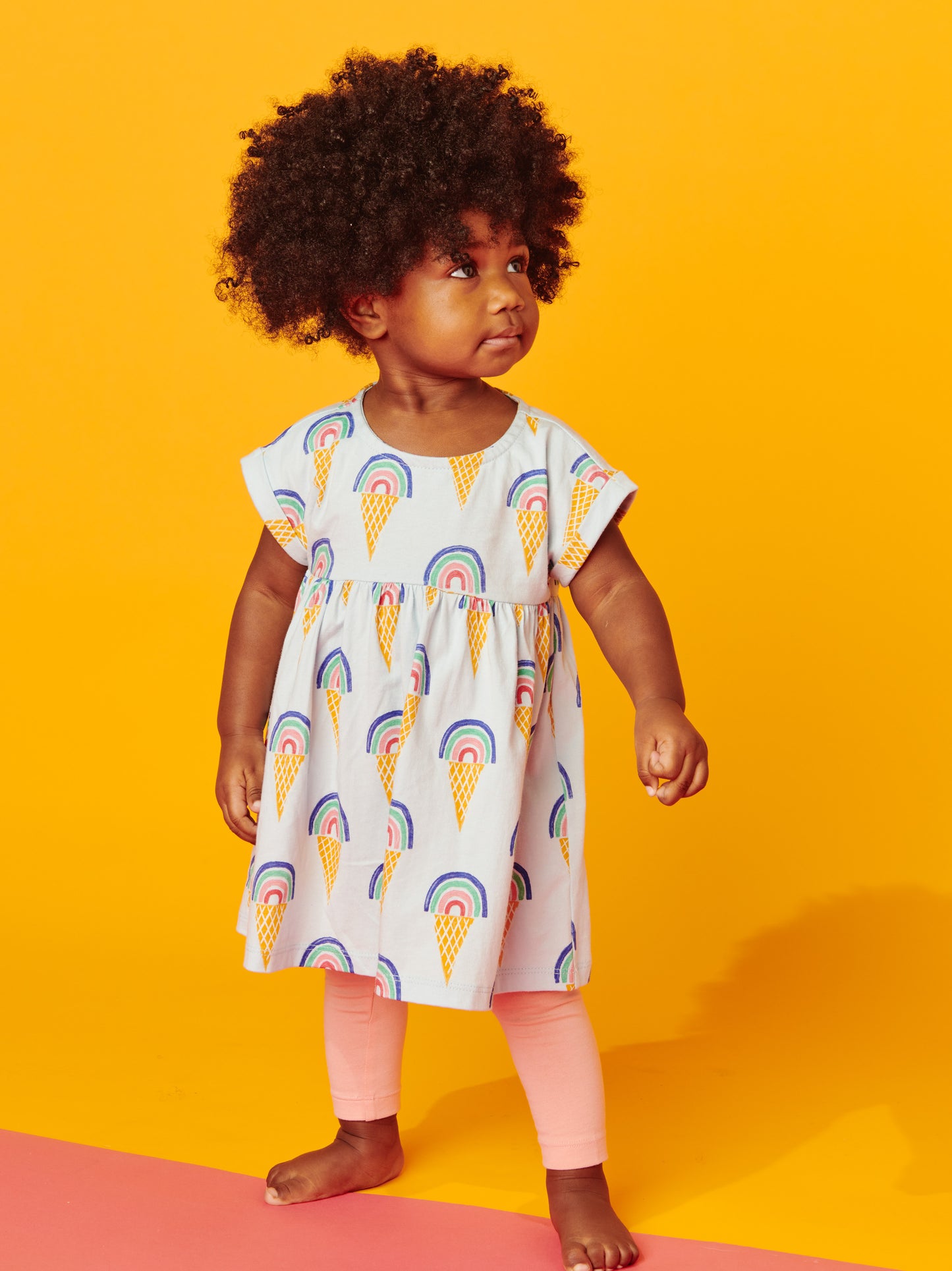 Empire Baby Dress: Rainbow Cones in Blue