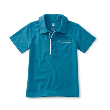 Piped Polo: Nordic Blue
