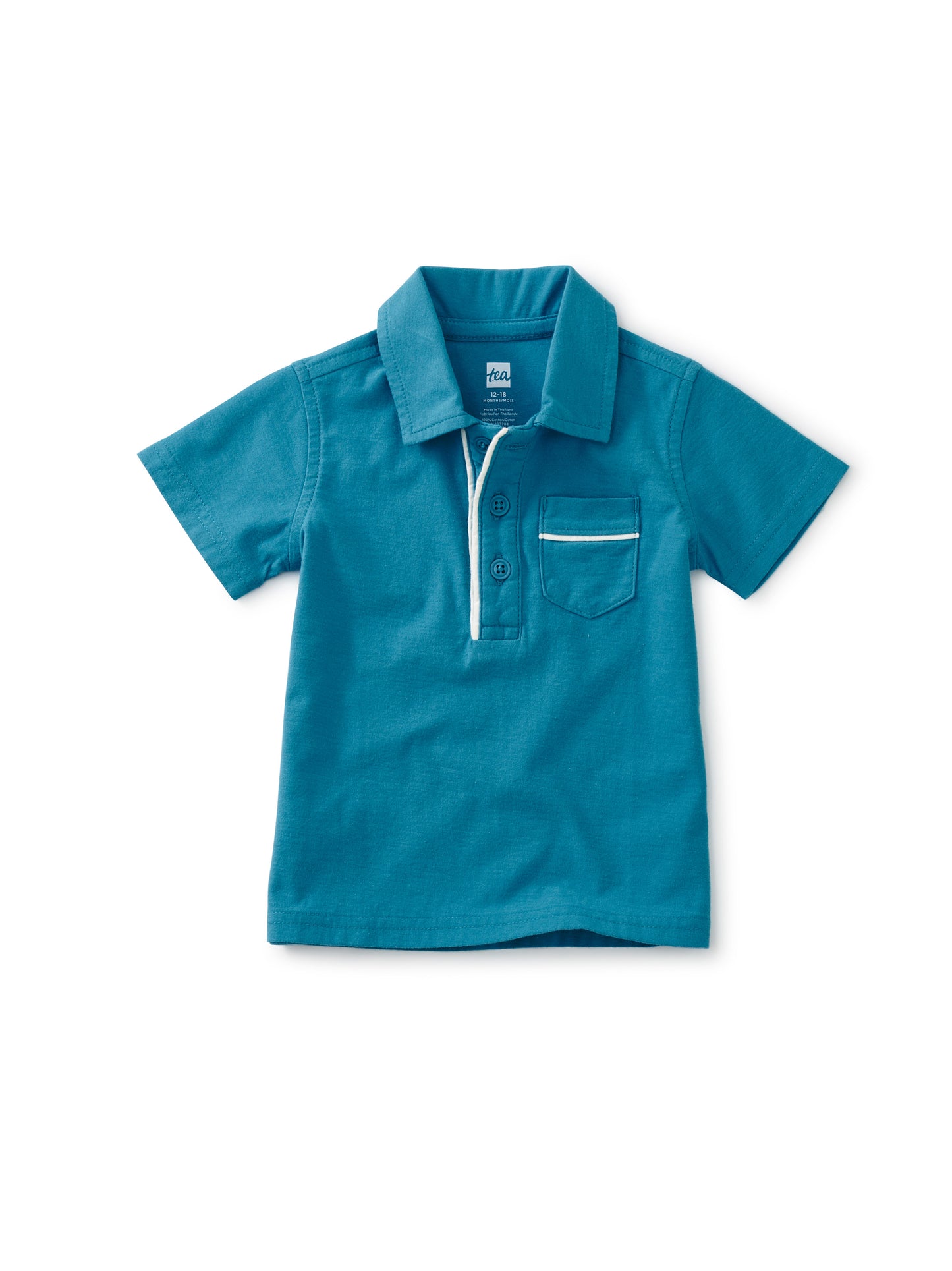 Piped Baby Polo: Nordic Blue