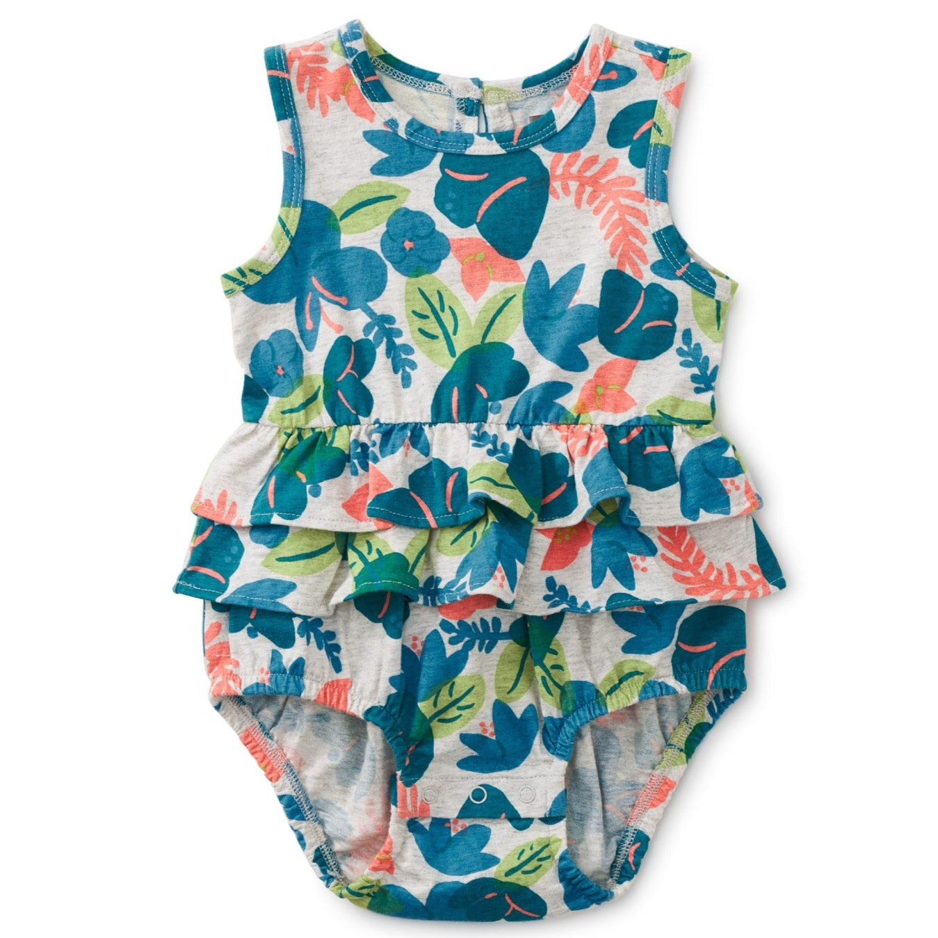 Tiered Ruffle Baby Romper: Tropical Hibiscus