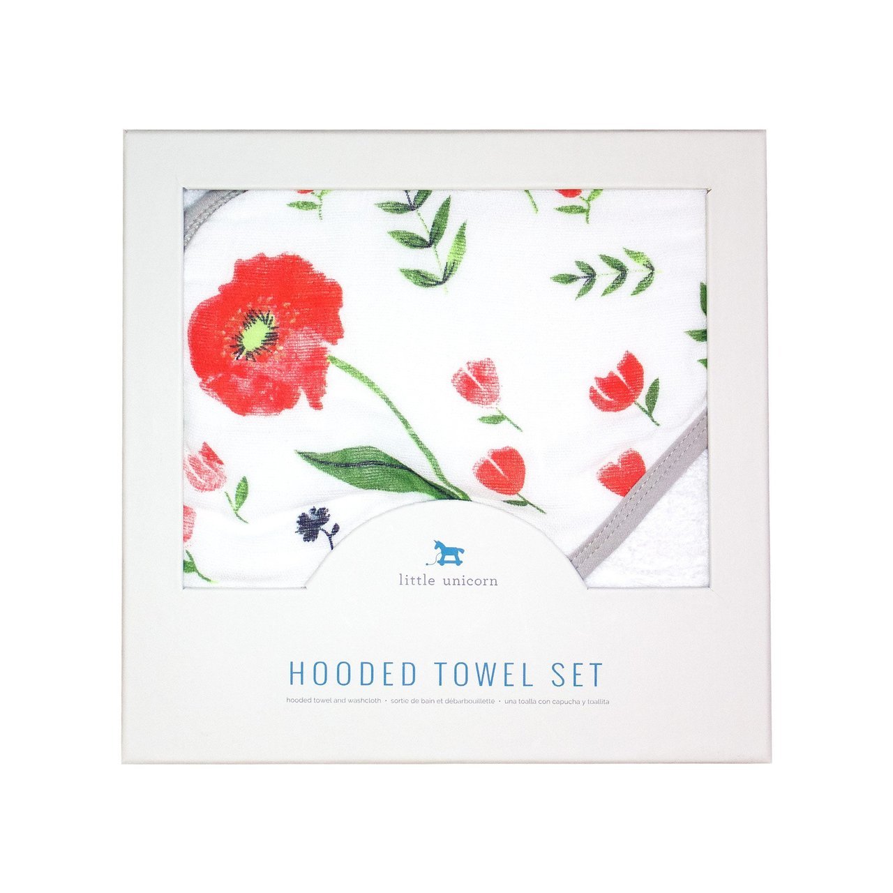 Summer Poppy Hooded Towel and Washcloth Set
