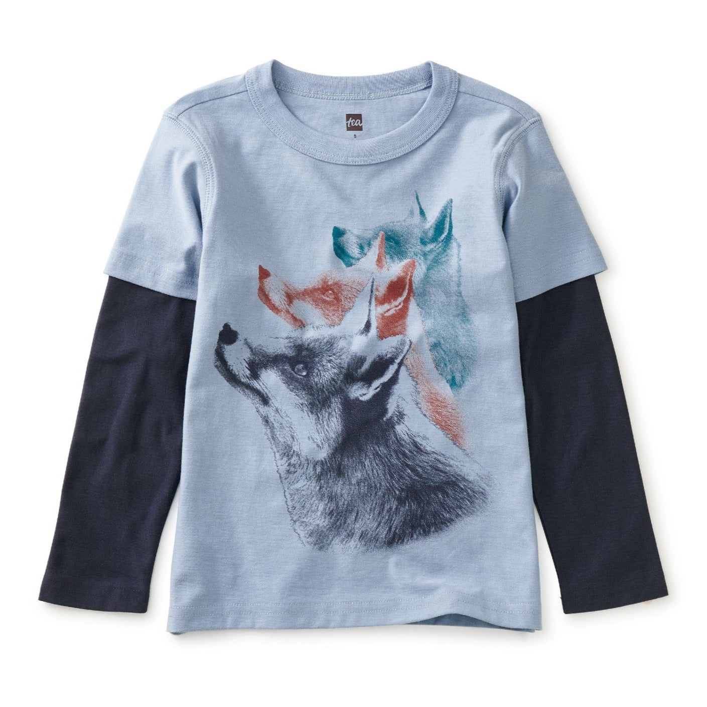 Fox Faces Layered Graphic Tee: Cloud