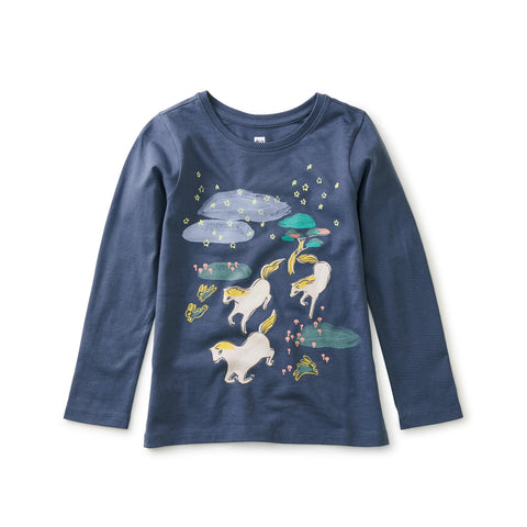 Wild Misaki Horses Graphic Tee: Cornflower