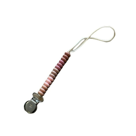 Ezra Petit Pacifier & Toy Clip: Rose Dawn