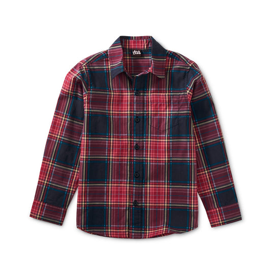 Plaid Button Up Shirt: Matsuri Plaid in Red