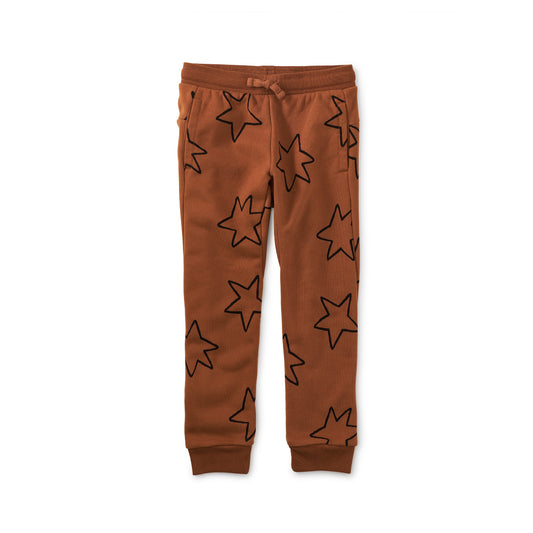 Good Sport Joggers: Outlined Stars in Brown