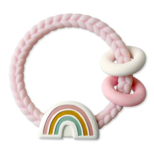 Ritzy Rattles Silicone Teethers: Rainbow Pink