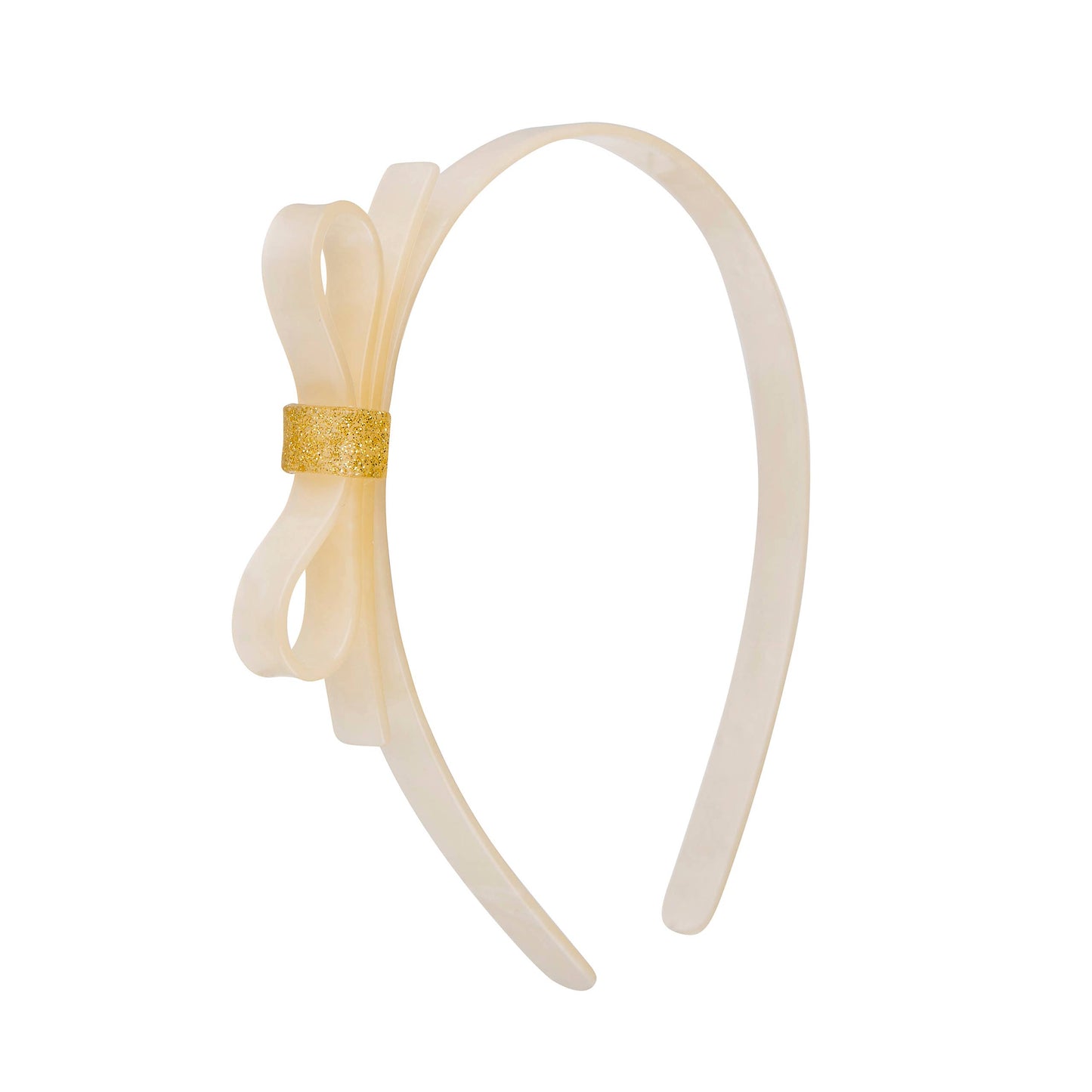 Pearlized Beige Thin Bow Headband