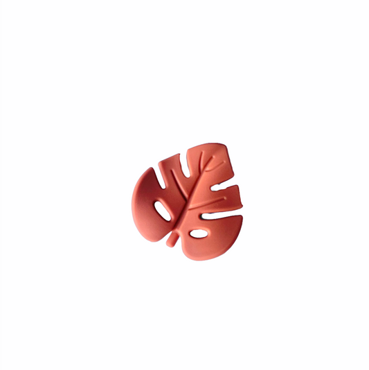 Monstera Silicone Teether-Rust with clip