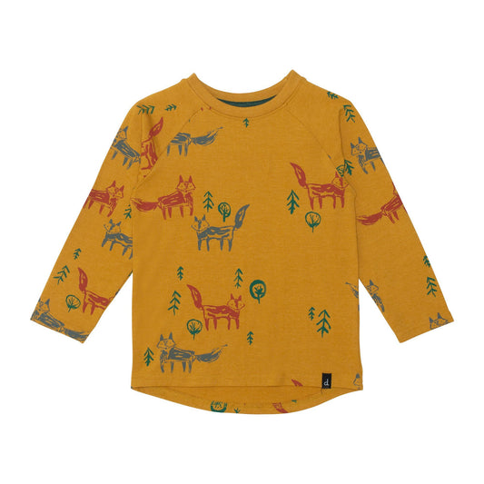 Printed Fox Top: Harvest Gold