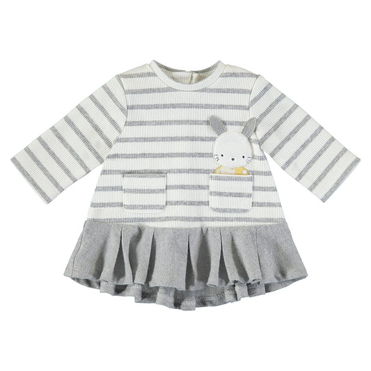 Silver Stripe Knit Bunny Dress