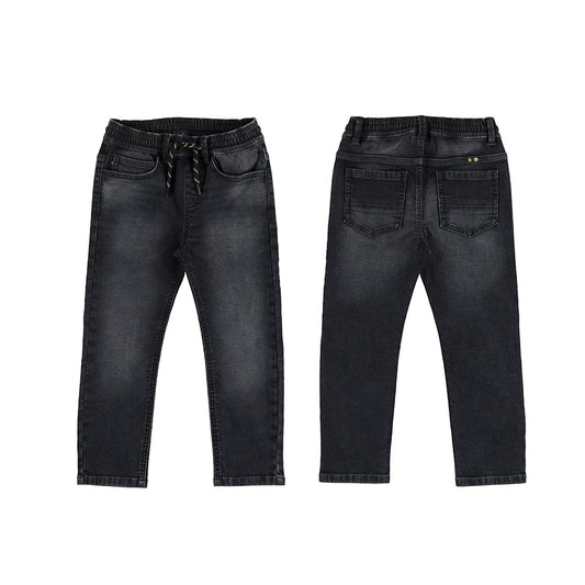 Black Denim Drawstring Jeans