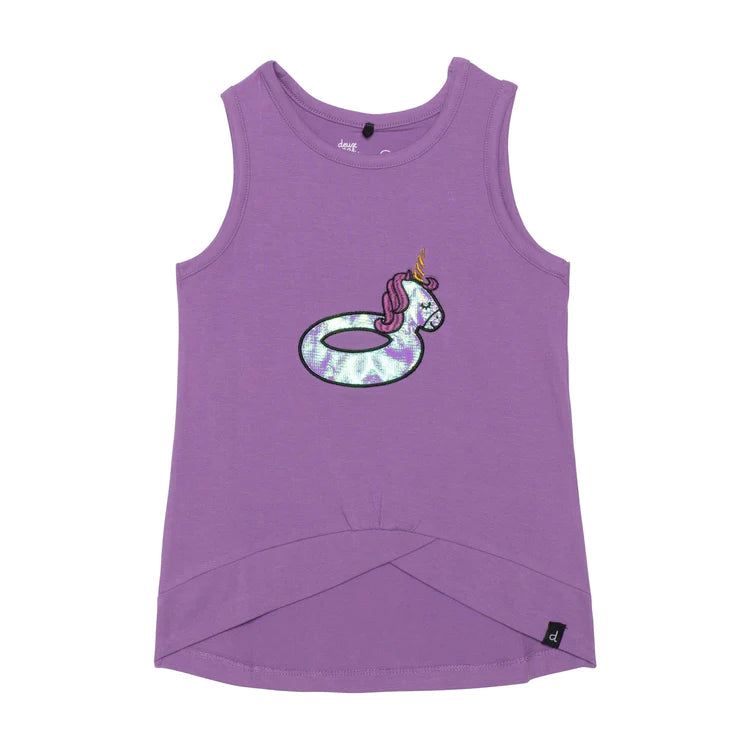 Long Tank Top with Graphic: African Violet