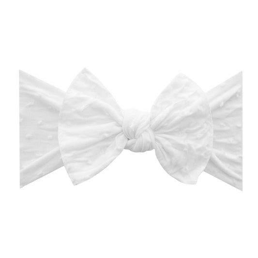 White Shabby Dot Knot Headband