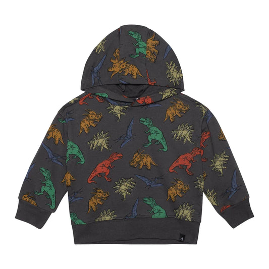 Hooded Top Printed French Terry: AOP Dino