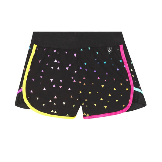 Printed Shorts with Mesh Inserts: AOP Foil Triangle