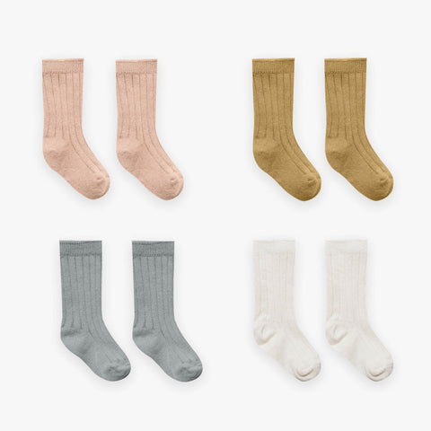 Baby Socks - 4 Pack: Ivory/Ocean/Petal/Gold