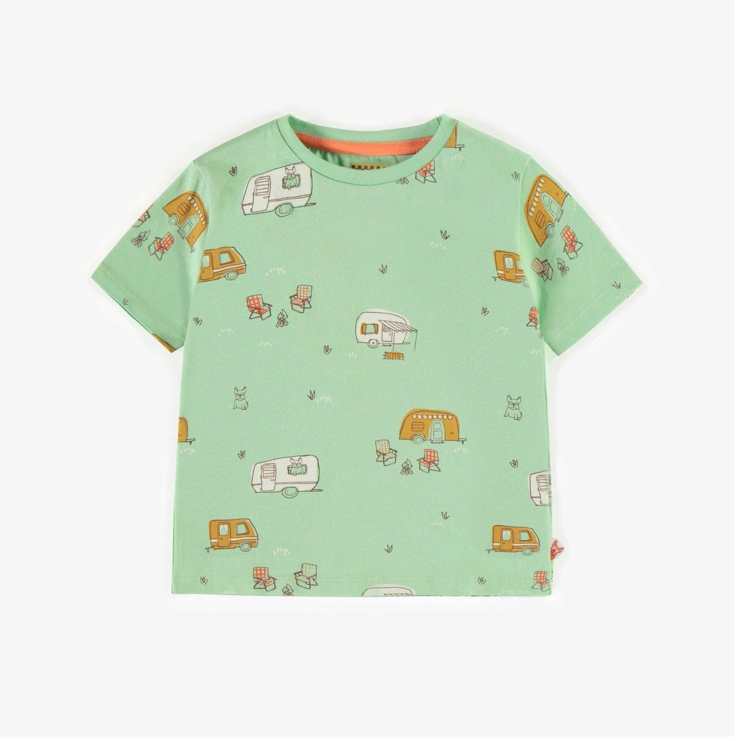 Green patterned t-shirt in cotton straight fit