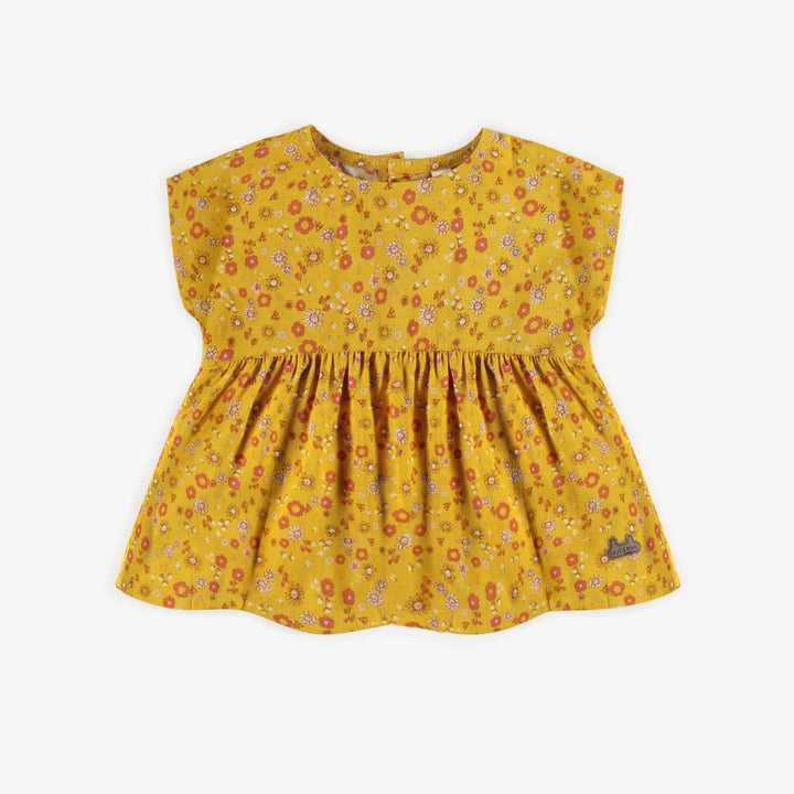 Yellow Flowery Dress in Viscose with Boomer