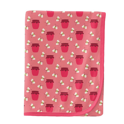 Print Swaddling Blanket: Strawberry Bees and Jam