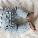 Girl Blue Geo Ruffle Pant: Ice Blue