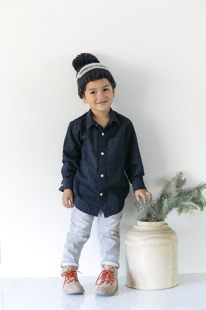 Ski Goggles Knit Navy Beanie