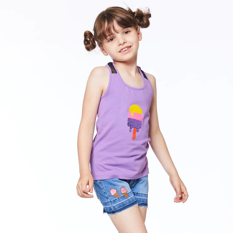 T-Back Tank Top with Mesh: African Violet