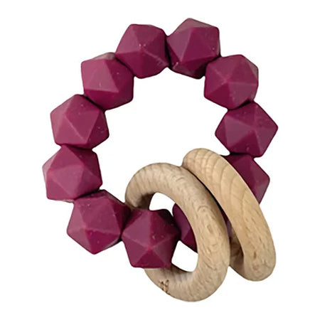 Abby Teething Rattle - Red Wine