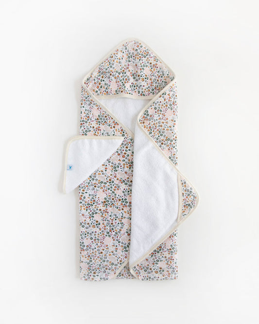 Infant Hooded Towel - Pressed Petals