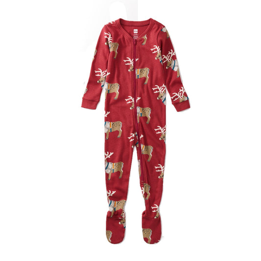 Night Night Footed Baby Pajama: Dressed Up Reindeer