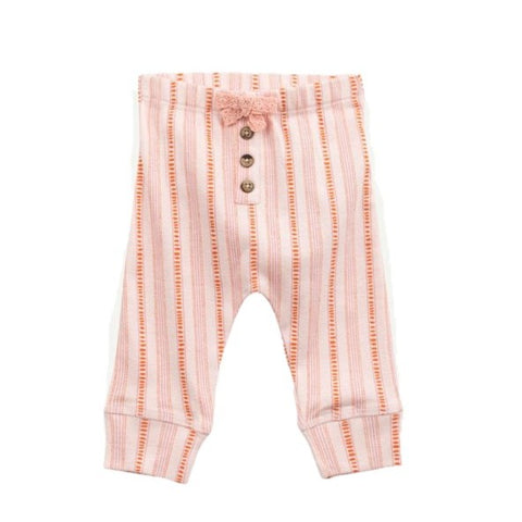 Striped Ruffle Pant: Pale Pink