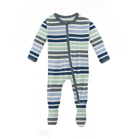 Print Footie with Zipper: Fairground Stripe