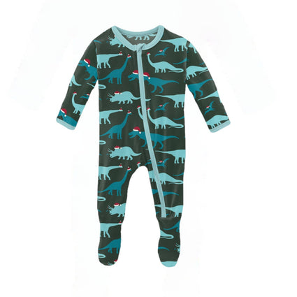Santa Dinos Zipper Footie