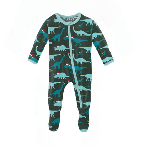 Santa Dinos Zipper Footie