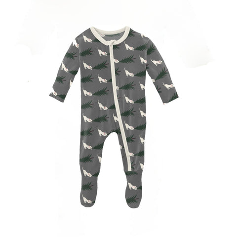 Pewter Christmas Tree Drag Zipper Footie