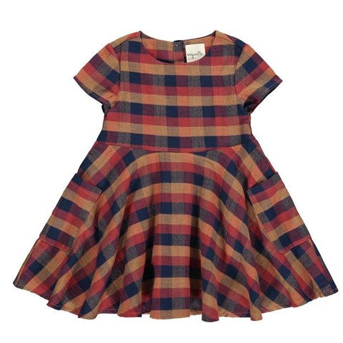 Debbie Dress: Red/Navy Plaid