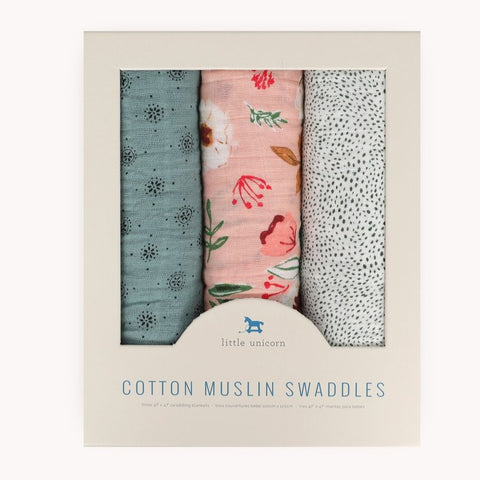 Cotton Muslin Swaddle Blanket Set - Vintage Floral