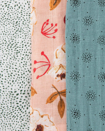 Cotton Muslin Swaddle Blanket Set - Vintage Floral