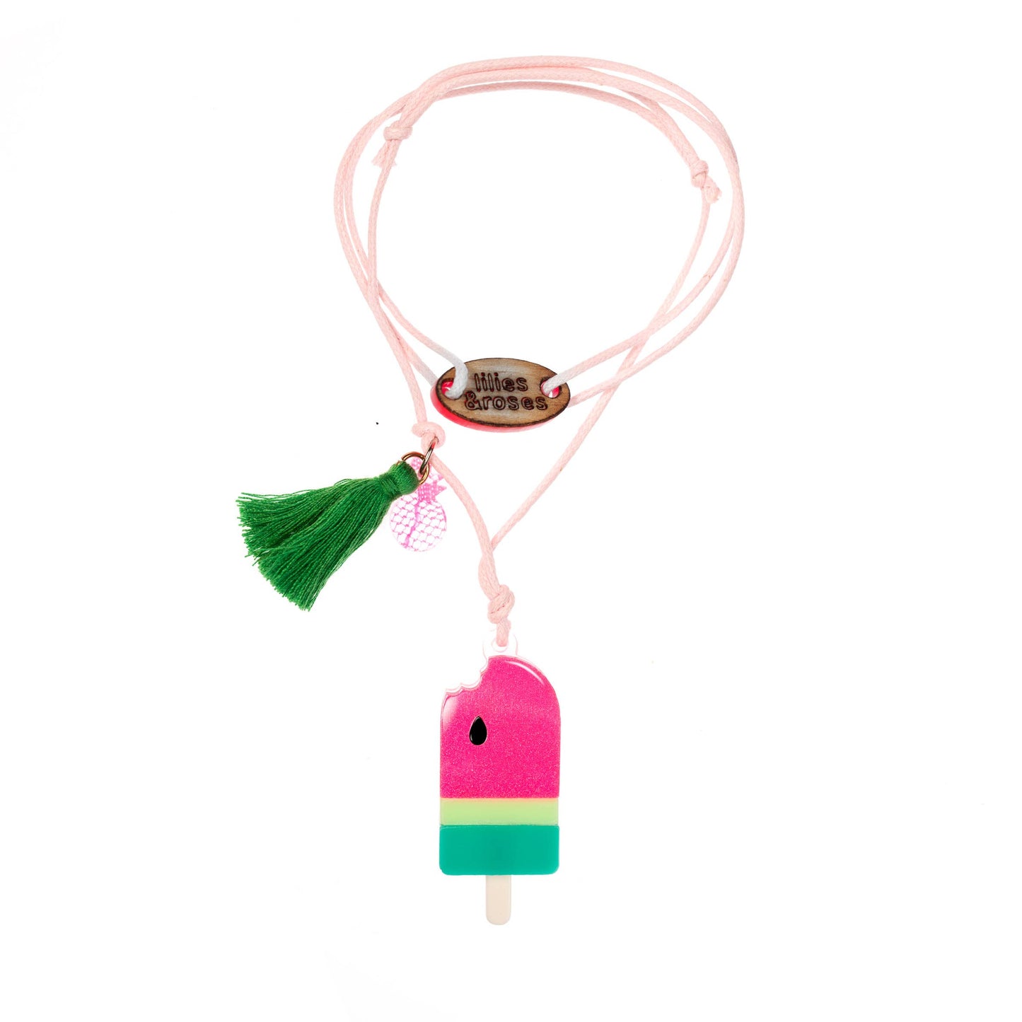 Watermelon Popsicle Neon Pink Necklace