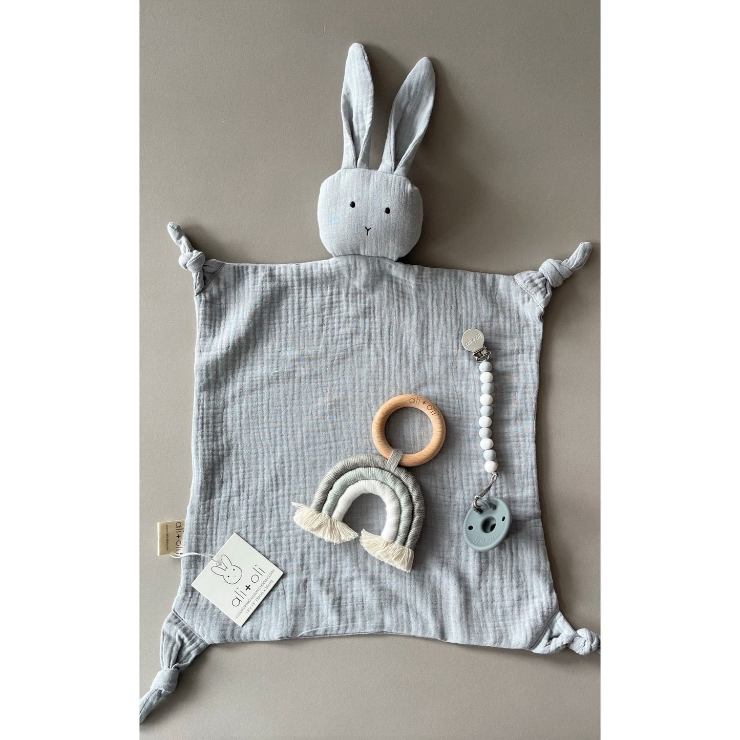 Cuddle Security Blanket Soft Muslin Cotton: Grey Bunny
