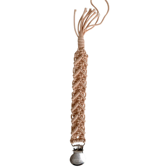 Chewable Charm - Macrame Pacifier Clip- Blush