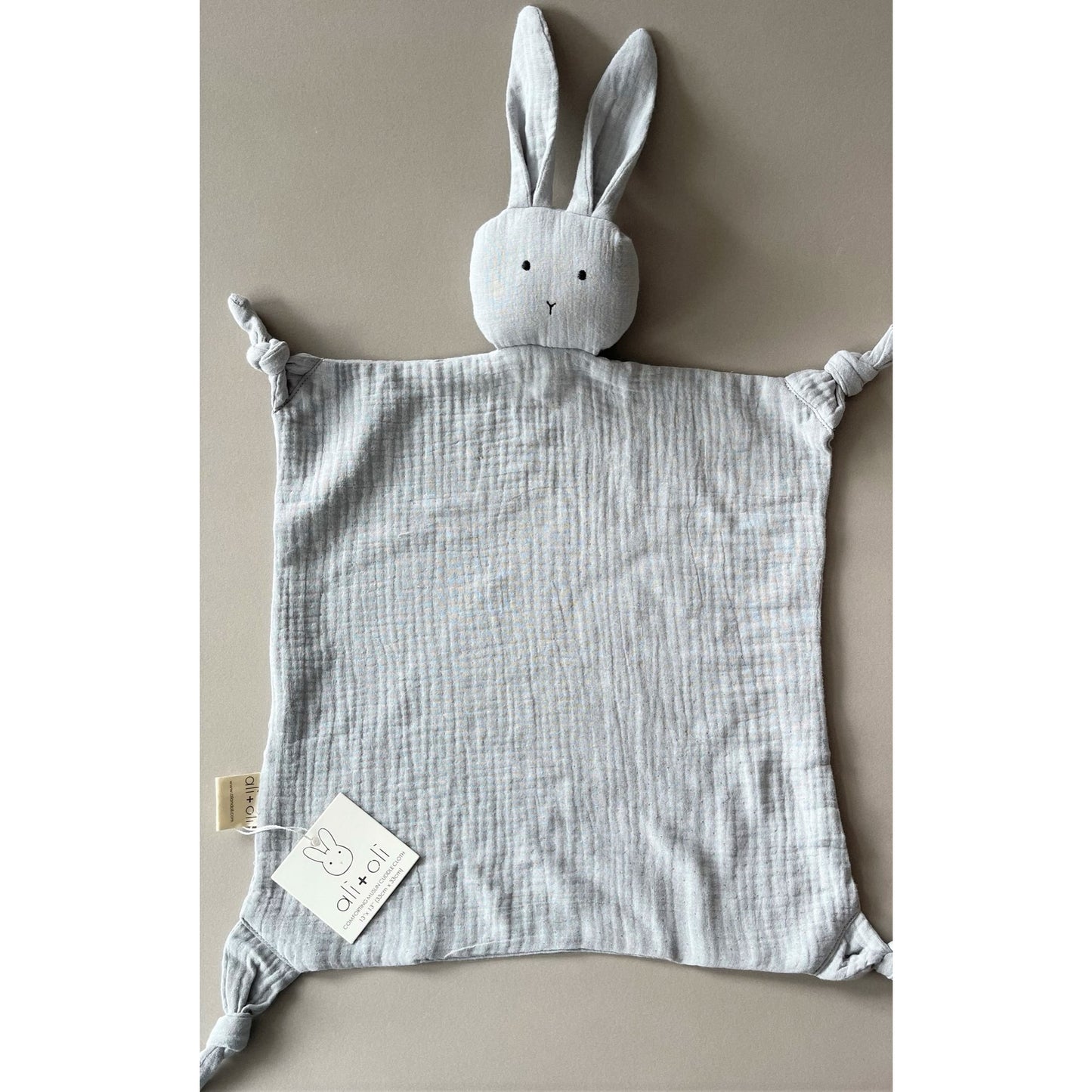 Cuddle Security Blanket Soft Muslin Cotton: Grey Bunny