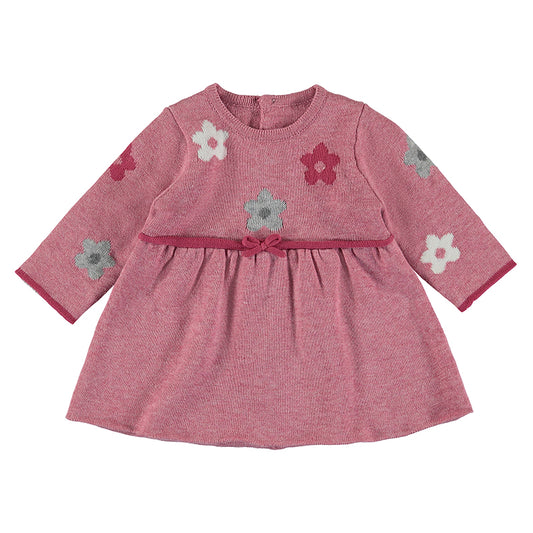 Floral Knit Dress: Berry