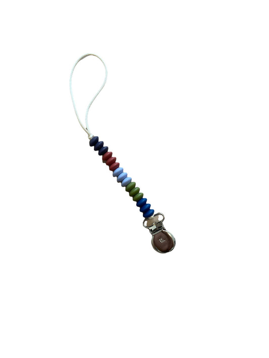 Ezra Petite Pacifier Clip: Sapphire