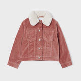 Fur collar corduroy  jacket: Nude