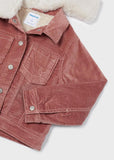 Fur collar corduroy  jacket: Nude