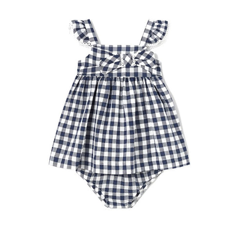 Check Dress: Navy